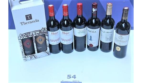 8 flessen diverse rode wijnen